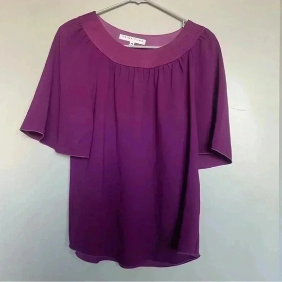 Trina Turk Flutter Sleeve Blouse Shirt Top in Purple Size Medium - Picture 1 of 3